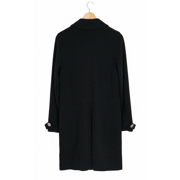 Y2K Mary Quant London Black Stretch Coat White Daisy Buttons Size 8 Japan Mod - Picture 4 of 14